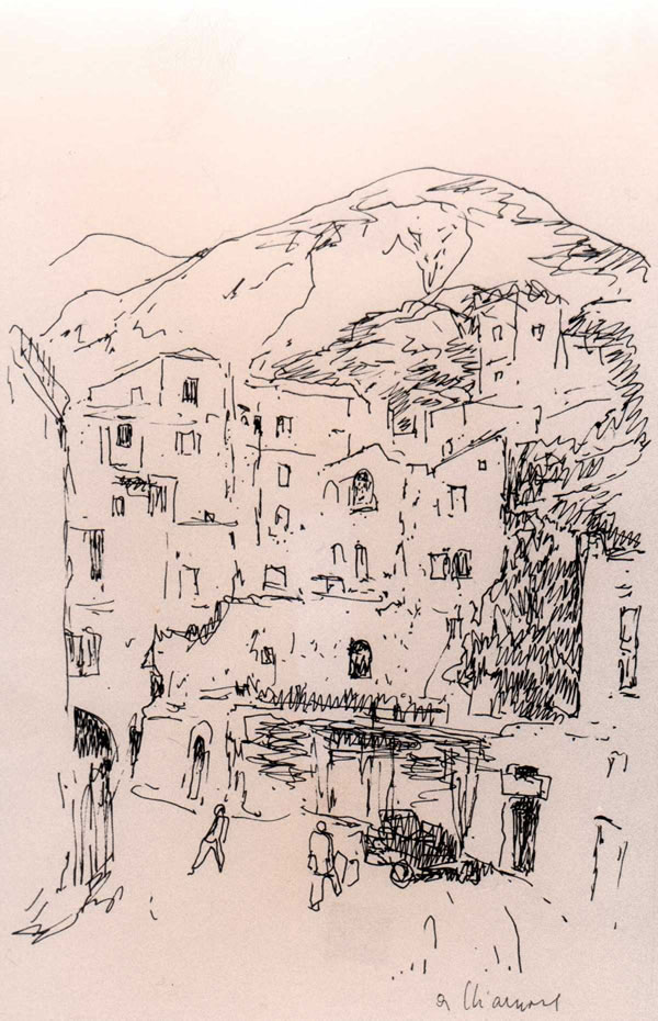 Verso Valle dei Mullini, anni ’70, disegno su carta, Napoli, collezione privata